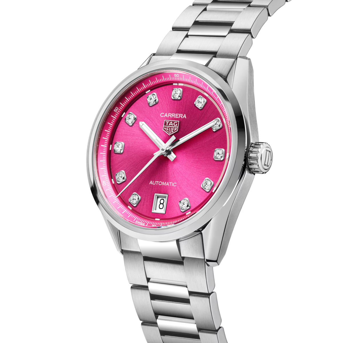 TGHR Carrera Date Watch with Hot Pink Dial