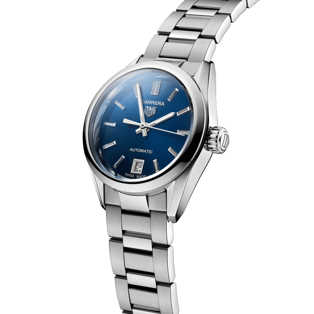 TGHR Carrera Calibre 9 Automatic Ladies' Blue Steel Watch, 29mm
