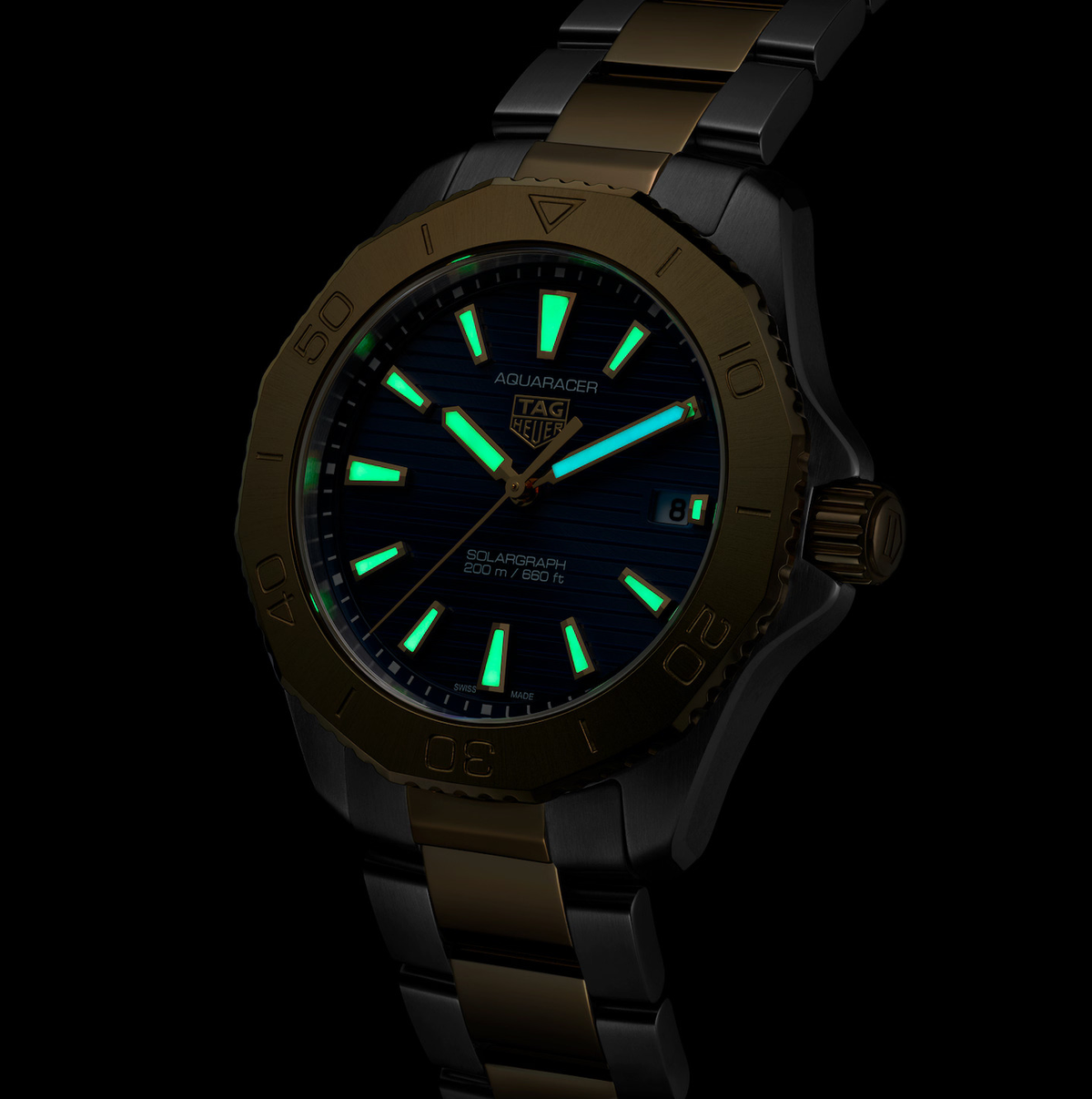 TGHR Aquaracer Professional 200 Solargraph Watch with Deep Blue Dial