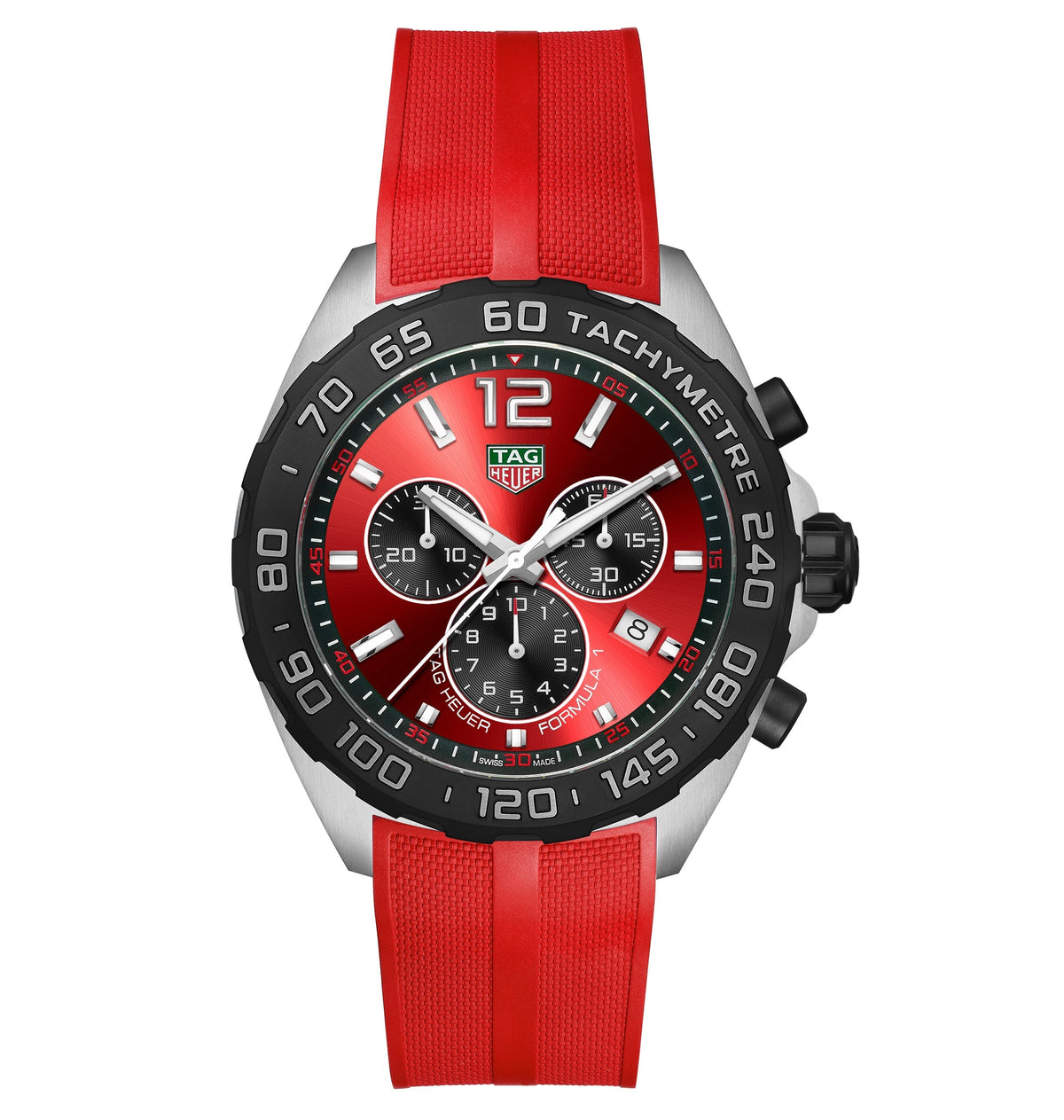 TGHR Formula 1 Men's Quartz Chronograph Red Dial and Rubber Strap Watch