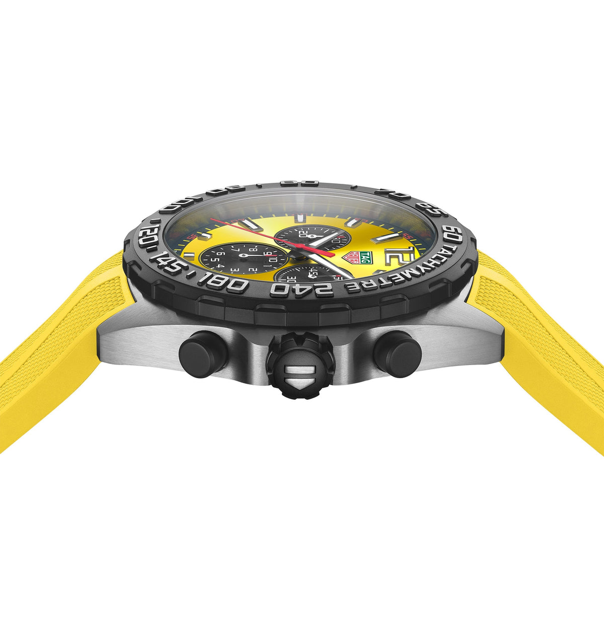 TGHR Formula 1 Men's Quartz Chronograph Yellow Dial and Rubber Strap Watch