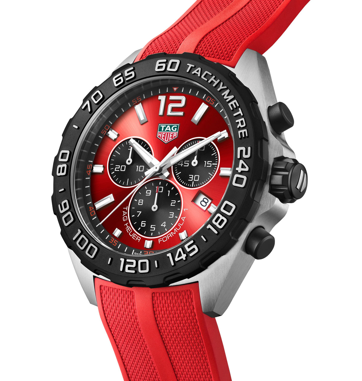 TGHR Formula 1 Men's Quartz Chronograph Red Dial and Rubber Strap Watch