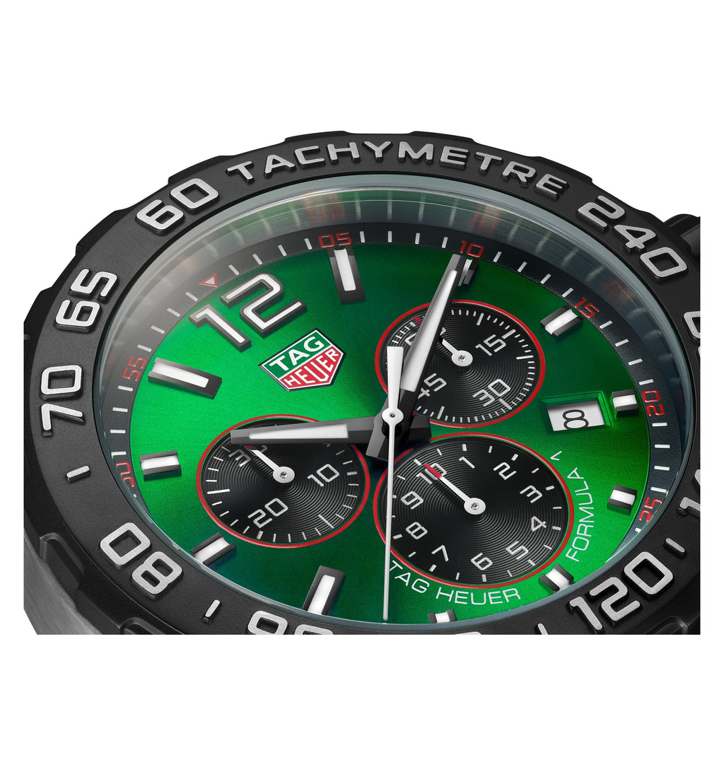 TGHR Formula 1 Men's Quartz Chronograph Green Dial and Rubber Strap Watch