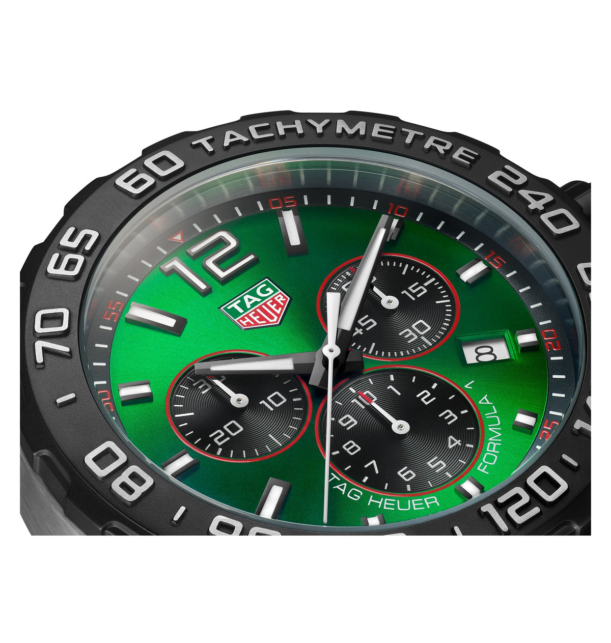 TGHR Formula 1 Men's Quartz Chronograph Green Dial and Rubber Strap Watch