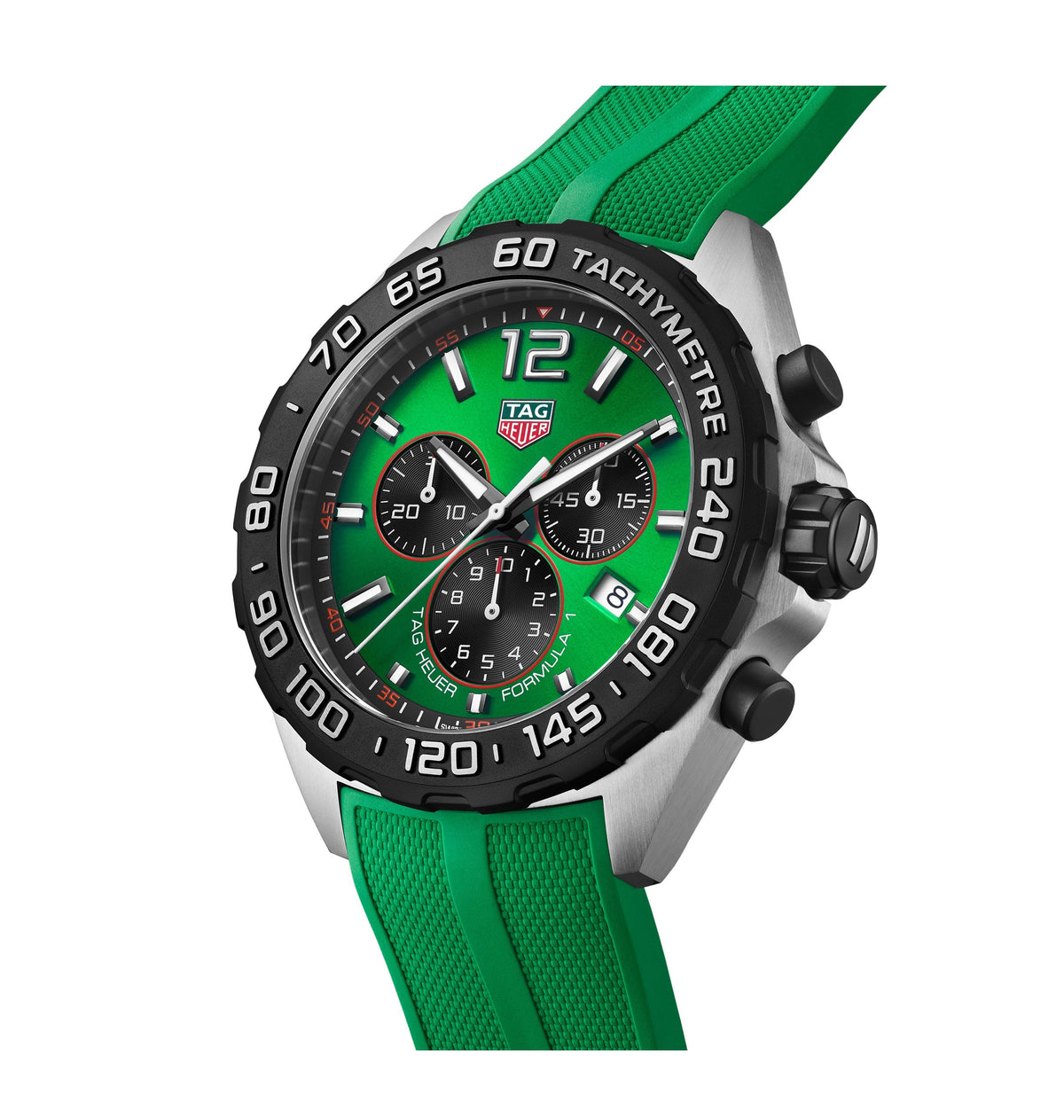 TGHR Formula 1 Men's Quartz Chronograph Green Dial and Rubber Strap Watch