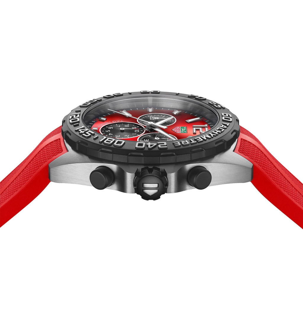TGHR Formula 1 Men's Quartz Chronograph Red Dial and Rubber Strap Watch