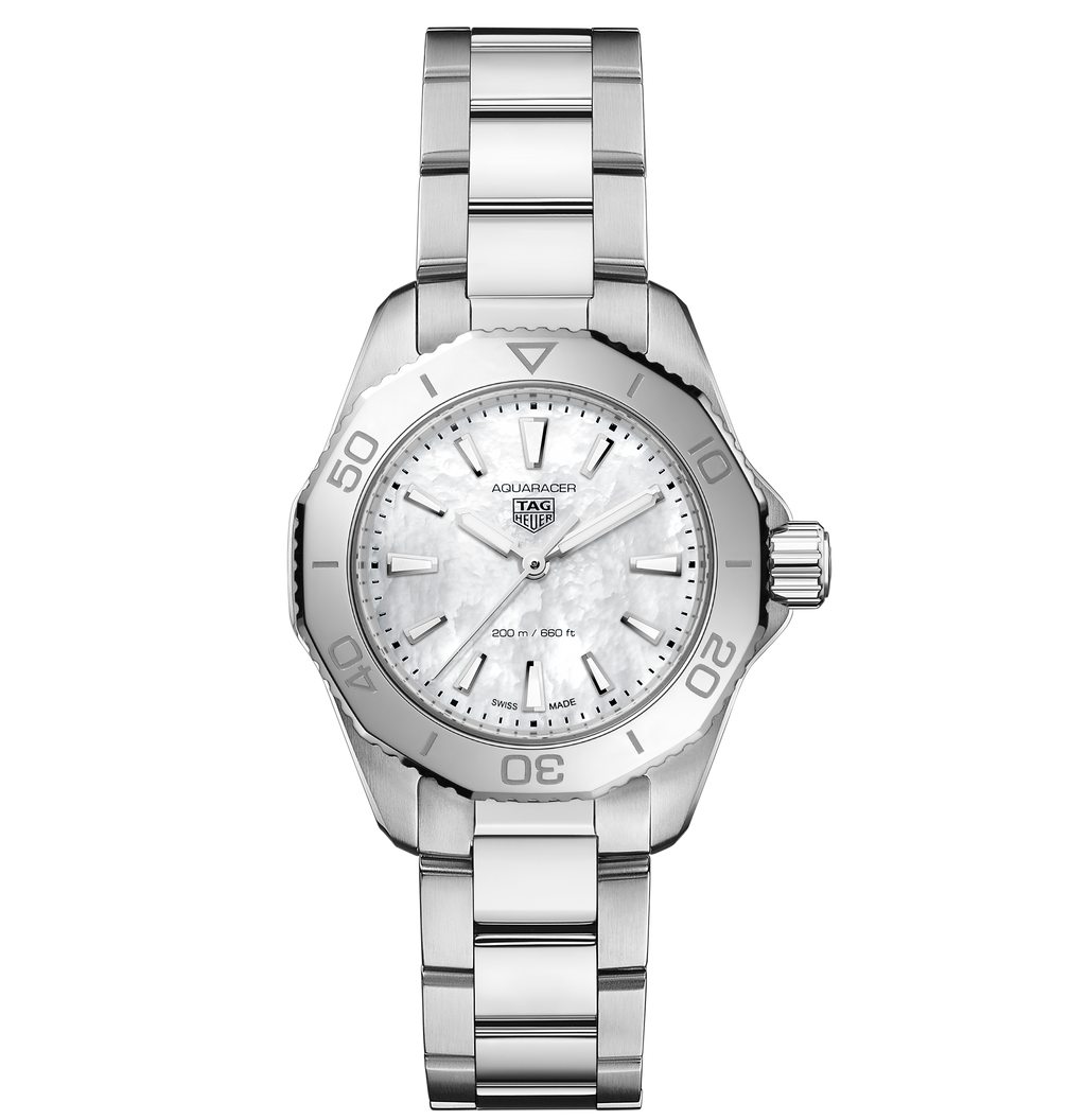 TGHR Aquaracer Professional 200 Watch with White Mother of Pearl Dial