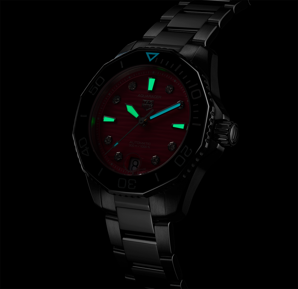 TGHR Aquaracer Professional 300 Watch with a Pink Dial
