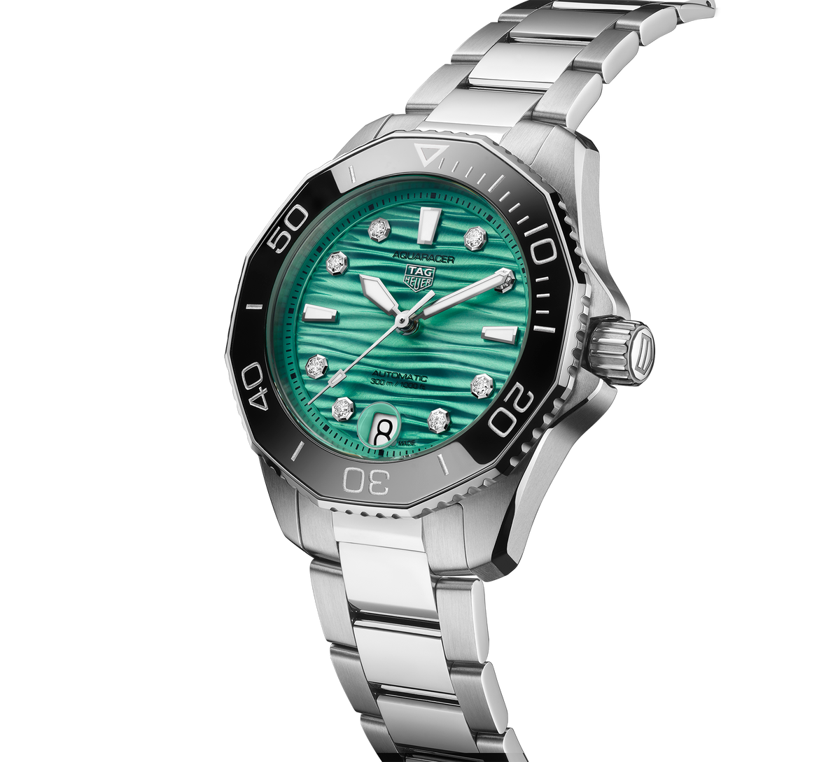 TGHR Aquaracer Professional 300 Watch with a Bold Turquoise Dial