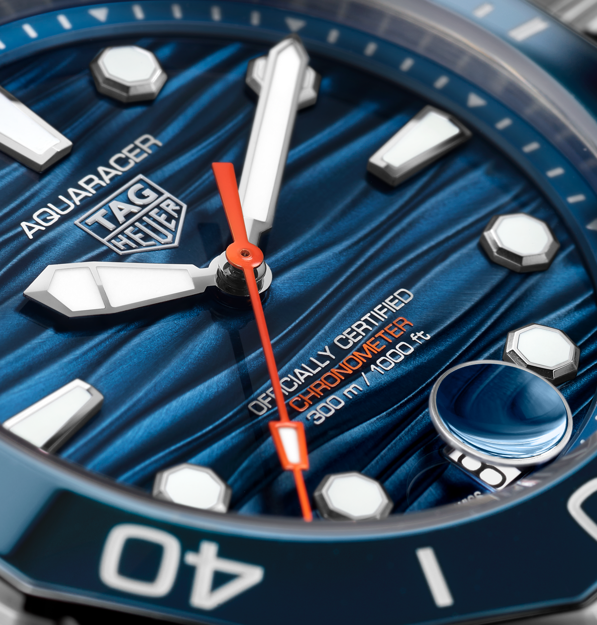 TGHR Aquaracer Professional 300 Date Watch with Blue Rubber Strap