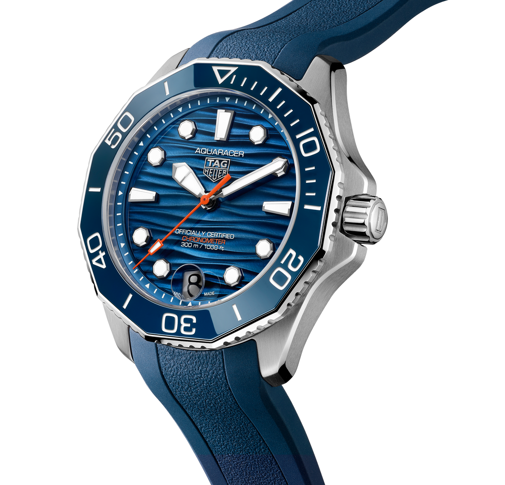 TGHR Aquaracer Professional 300 Date Watch with Blue Rubber Strap