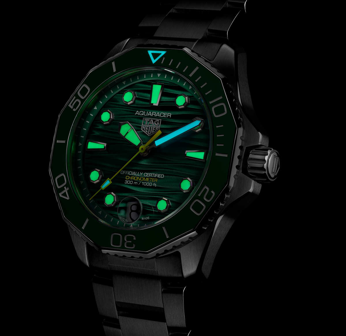 TGHR Aquaracer Professional 300 Date Watch with Green Dial