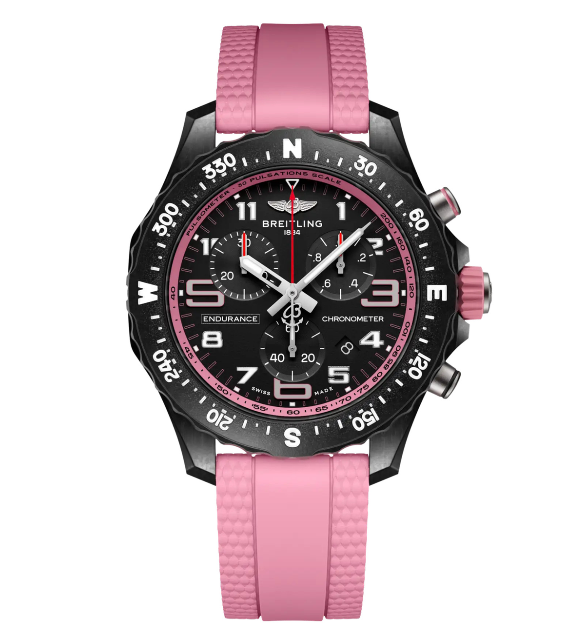 BRT Endurance Pro 38 Watch with Pink Rubber Strap