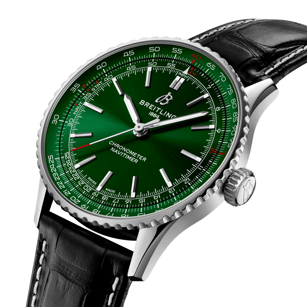 BRT Navitimer Automatic 41 Watch with Black Leather Strap