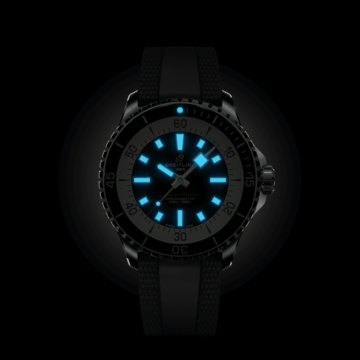 BRT Superocean Black Rubber Watch, 42mm