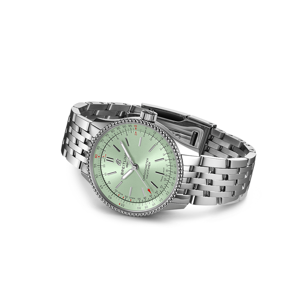 BRT Navitimer Watch with Stainless Steel Strap, 35mm
