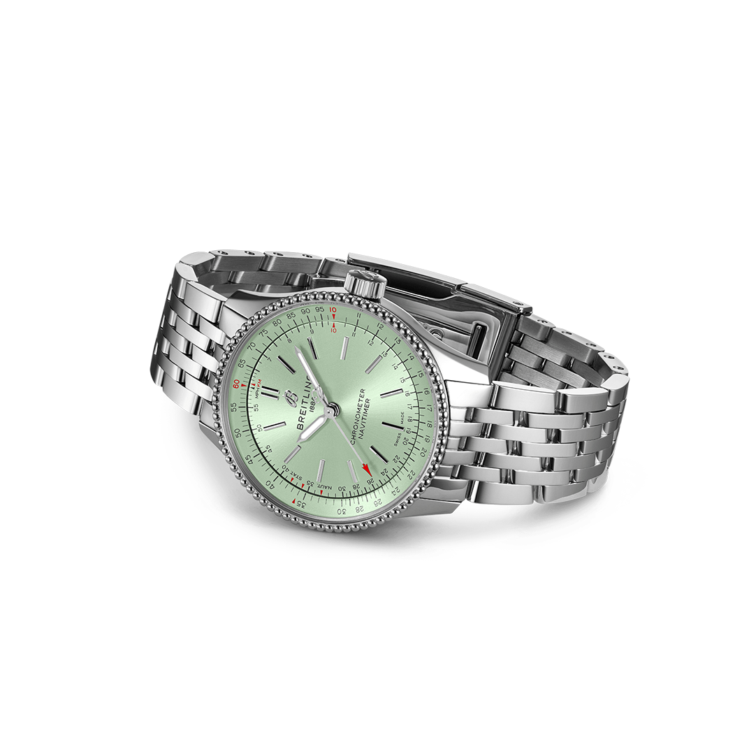BRT Navitimer Watch with Stainless Steel Strap, 35mm