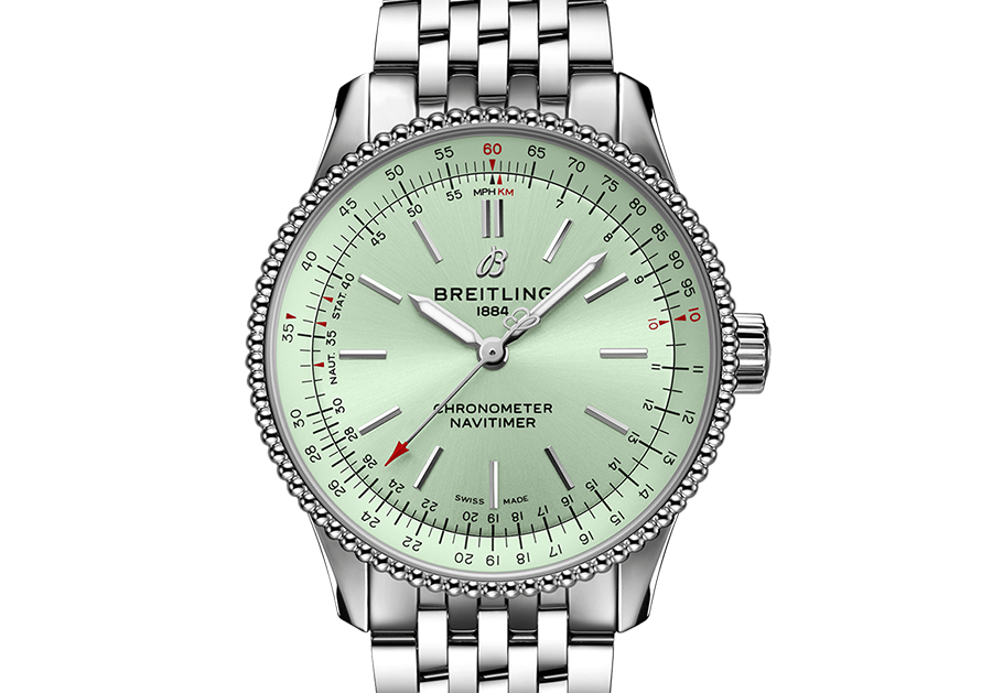 BRT Navitimer Watch with Stainless Steel Strap, 35mm