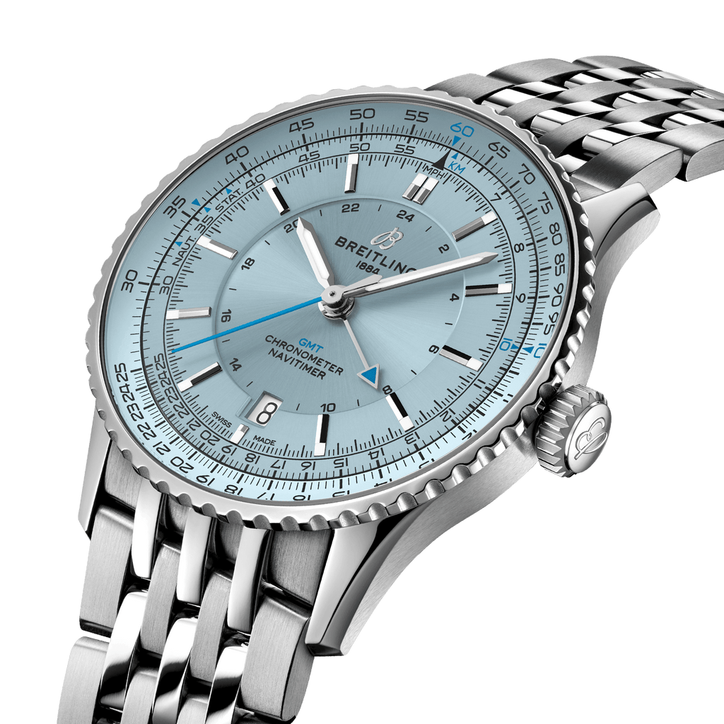 BRT Navitimer Automatic GMT 41 Watch with Ice Blue Dial