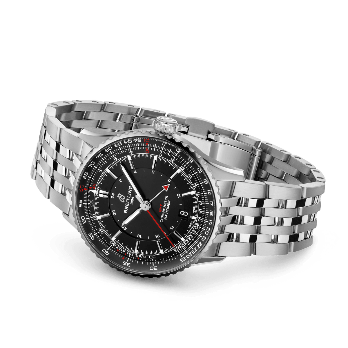 BRT Navitimer Automatic GMT 41 Watch with Black Dial