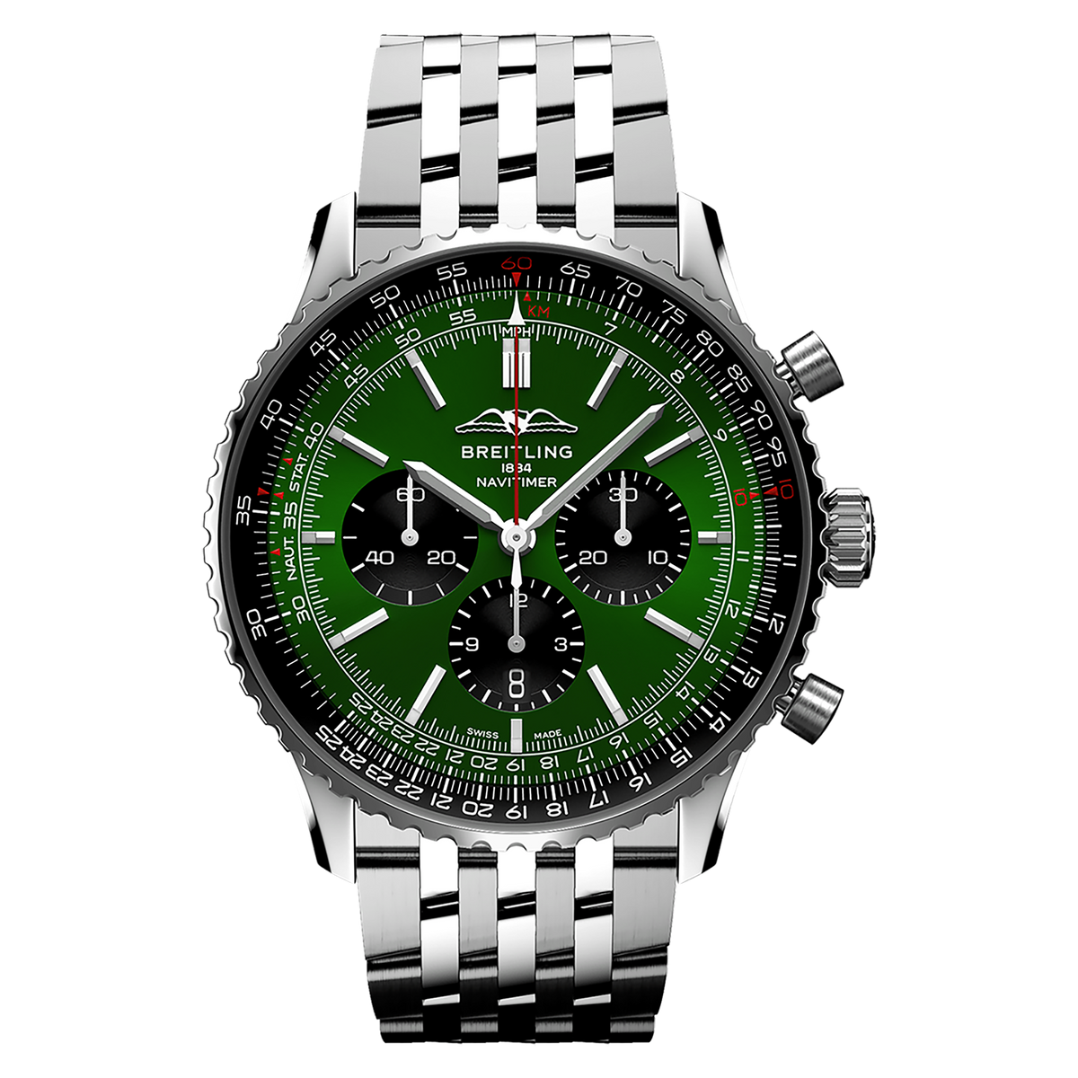 BRT Navitimer B01 Watch with Green Dial, 46mm