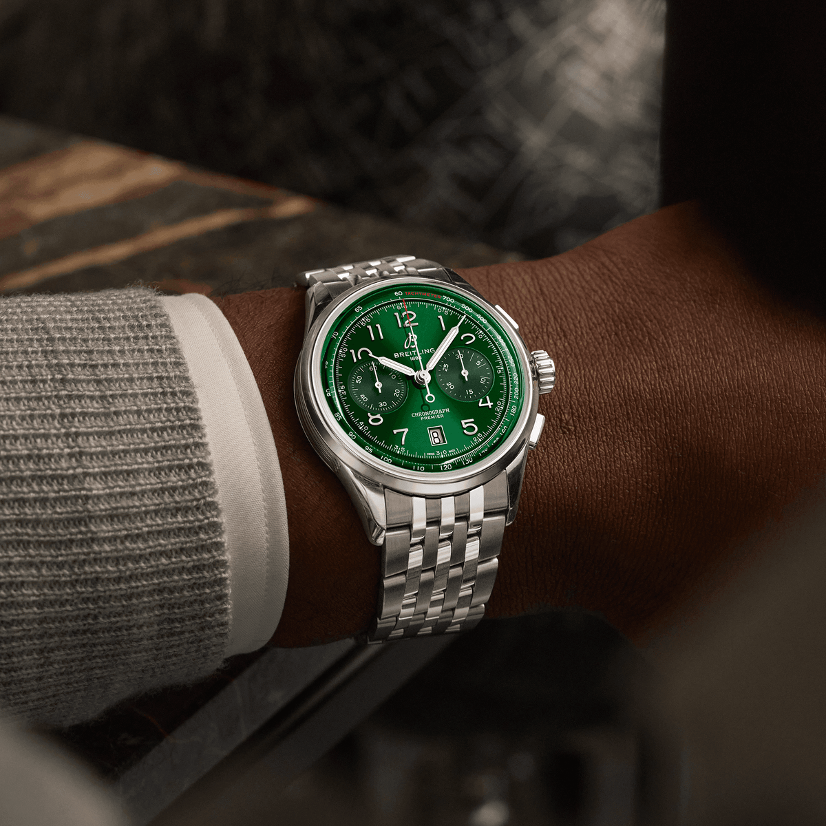 BRT Premier B01 Chronograph 42mm Watch with Green Dial