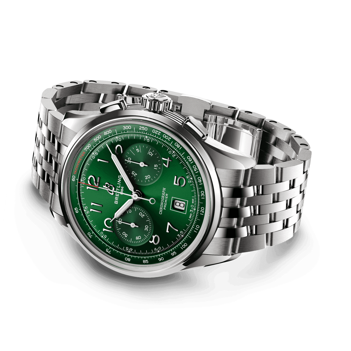 BRT Premier B01 Chronograph 42mm Watch with Green Dial