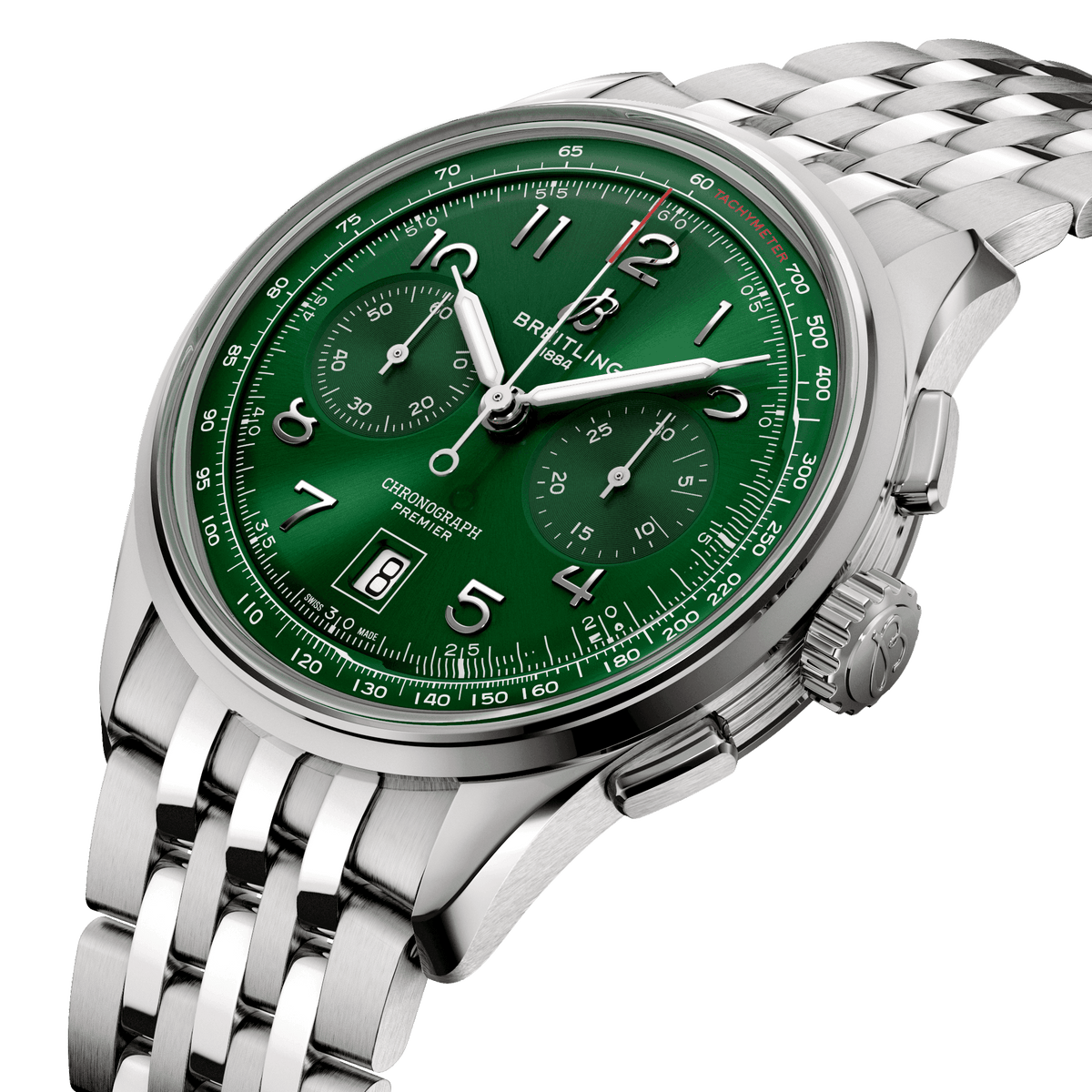 BRT Premier B01 Chronograph 42mm Watch with Green Dial