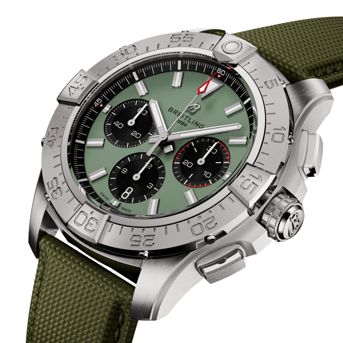 BRT Avenger B01 Chronograph 44mm Watch with Green Strap