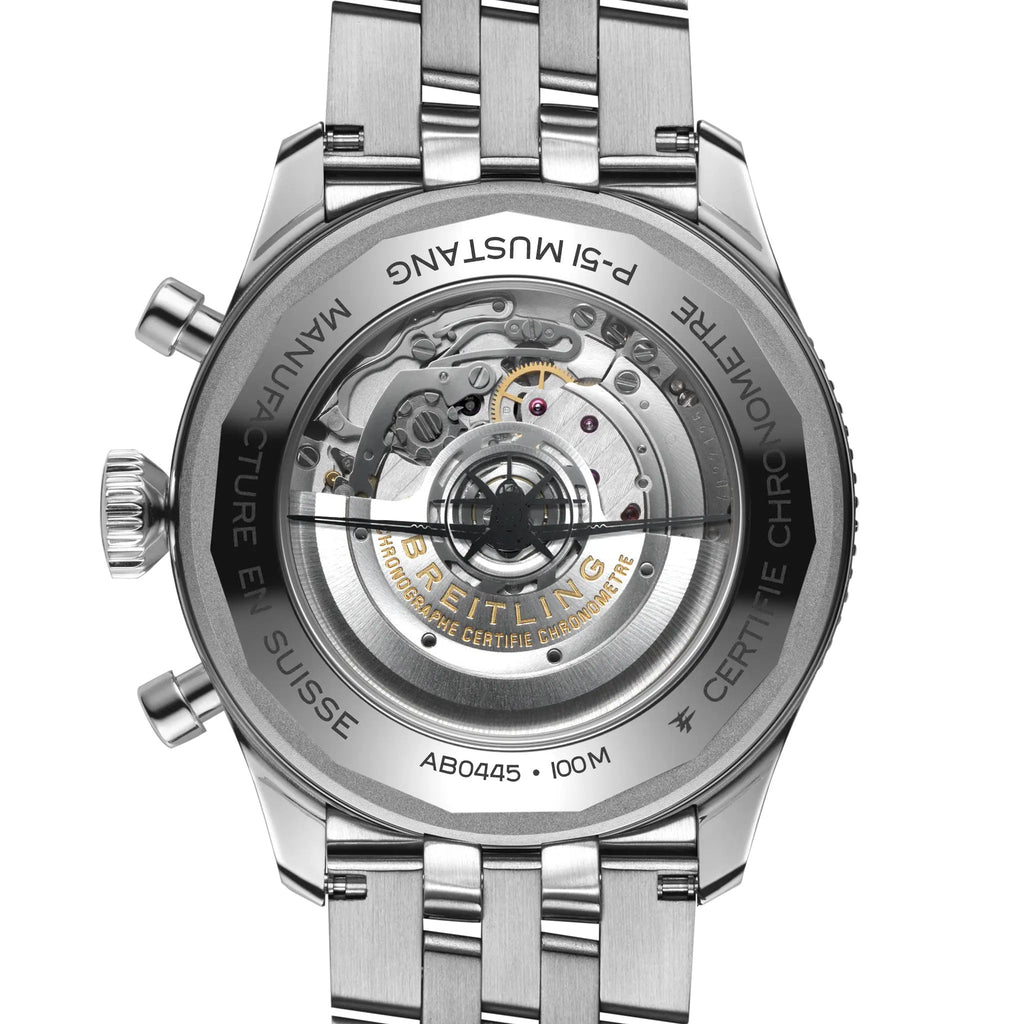 BRT Super AVI B04 Chronograph GMT 46 P-51 Mustang Watch with Stainless Steel Bracelet