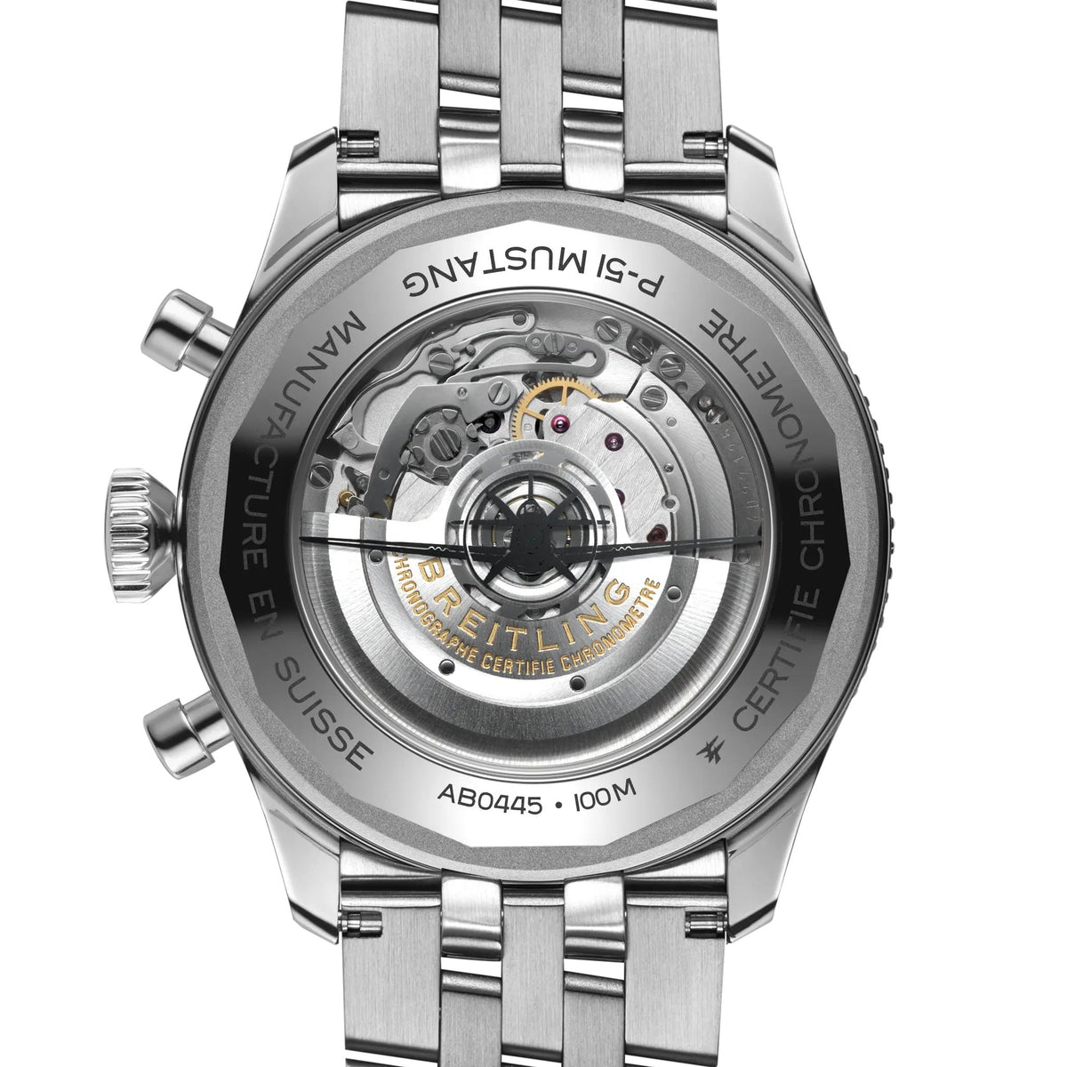 BRT Super AVI B04 Chronograph GMT 46 P-51 Mustang Watch with Stainless Steel Bracelet
