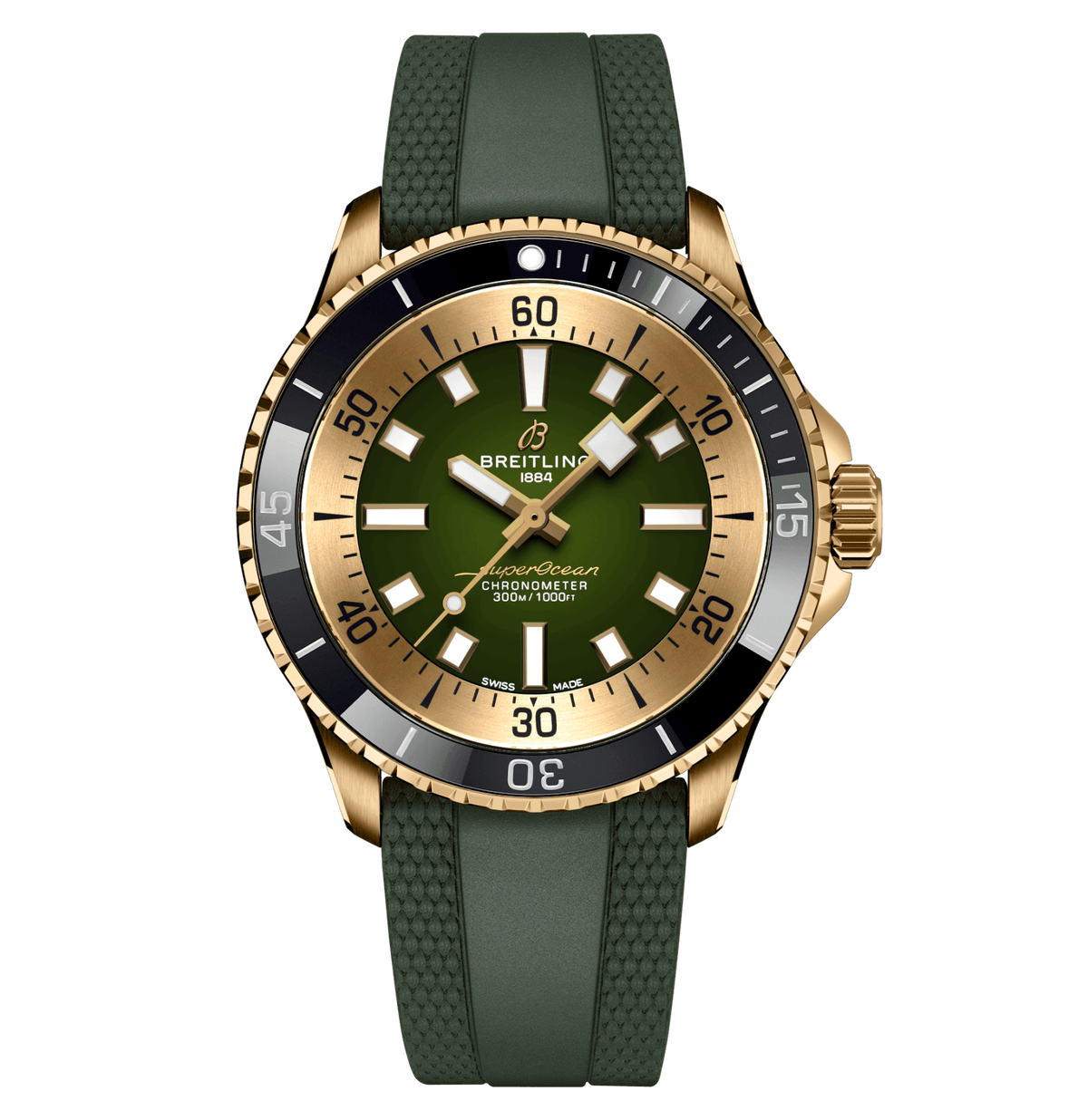 BRT Superocean Bronze Green on Rubber Watch, 42mm