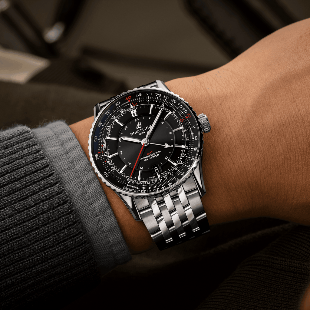 BRT Navitimer Automatic GMT 41 Watch with Black Dial