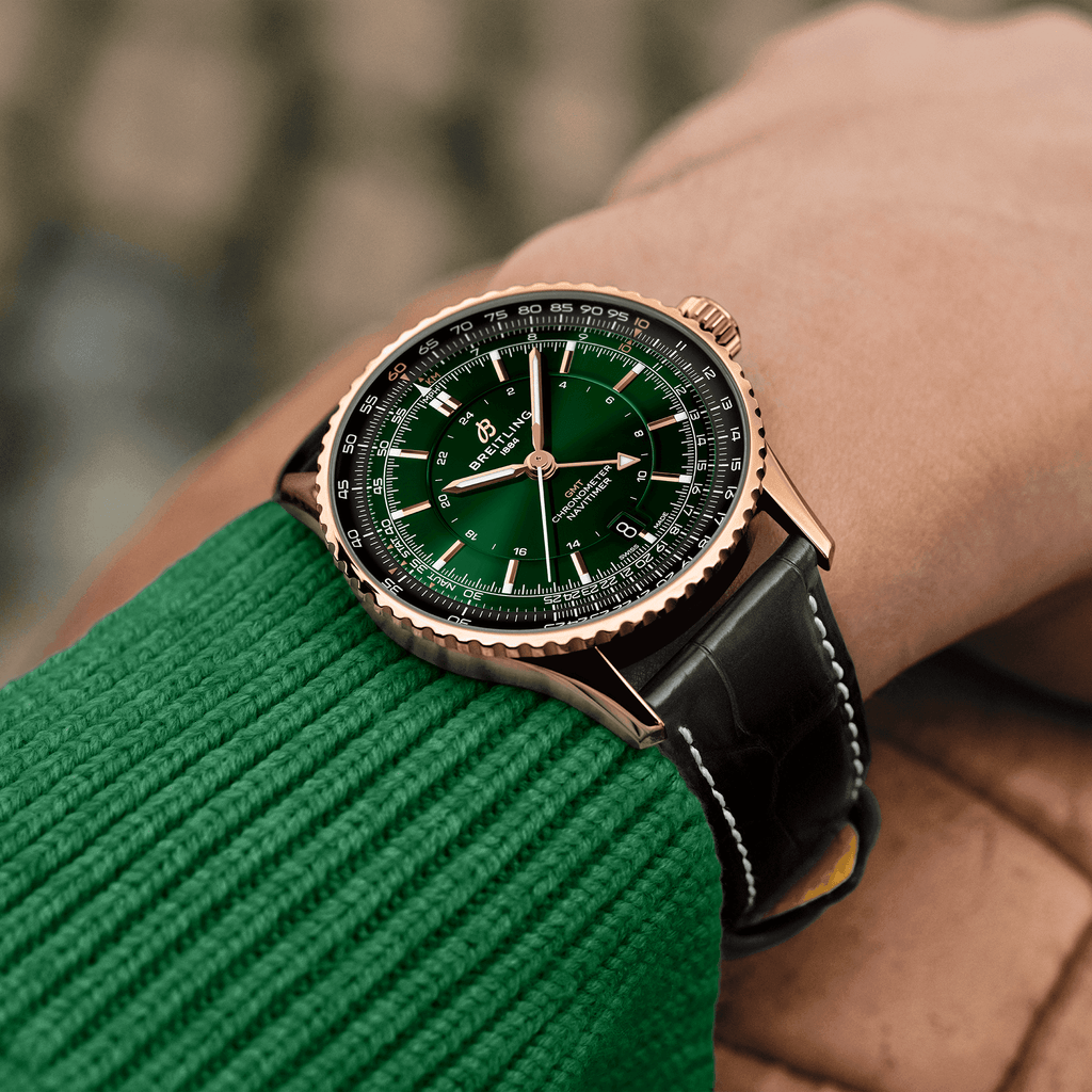 BRT Navitimer Automatic GMT 41 Watch with Green Dial
