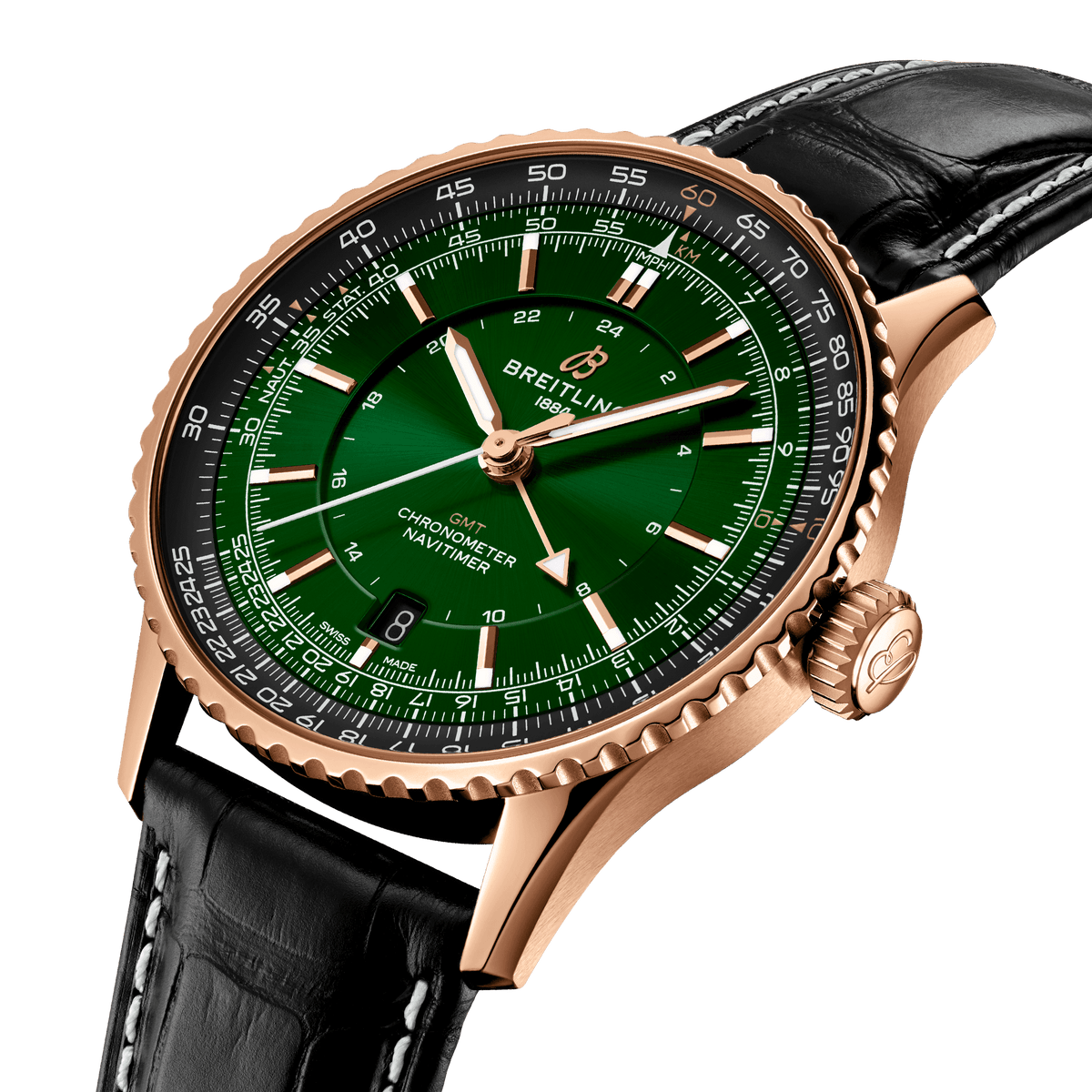 BRT Navitimer Automatic GMT 41 Watch with Green Dial