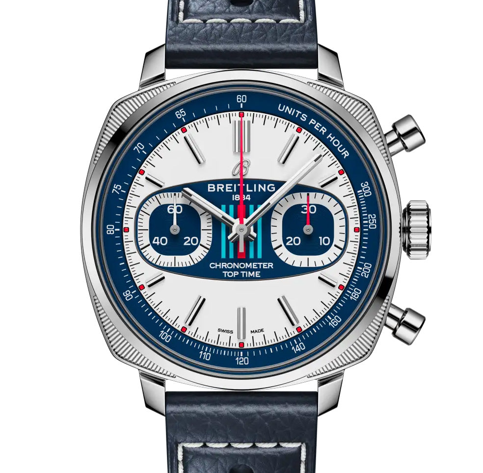 BRT Top Time B01 Racing 38mm Watch with Dark Blue Leather Strap, Limited Edition