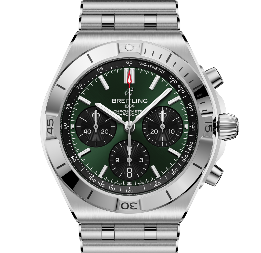 BRT Chronomat B01 Chronograph 42 Watch with Green Panda Dial