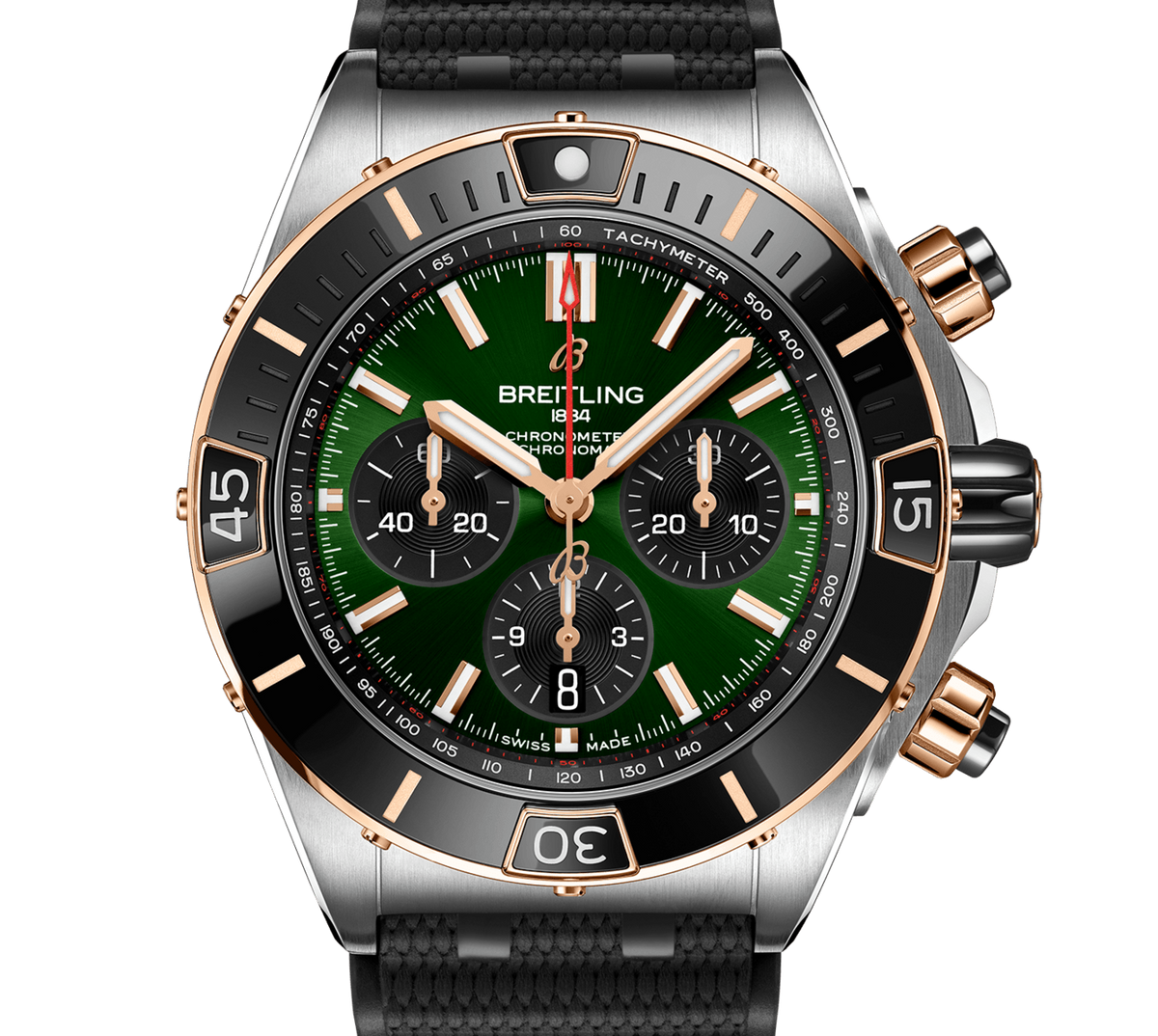 BRT Super Chronomat B01 44 Watch with Rubber Strap