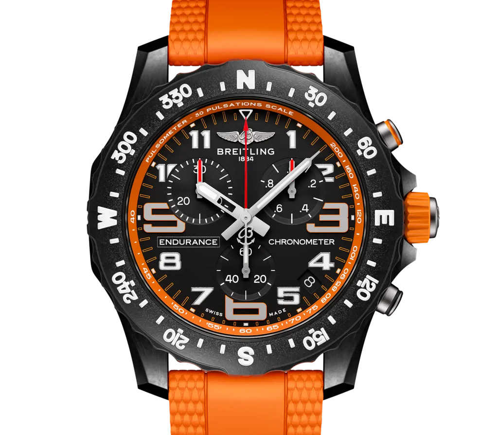 BRT Endurance Pro 44 Watch with Orange Rubber Strap