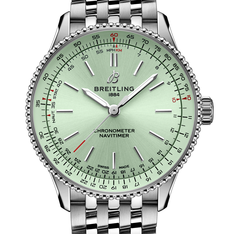BRT Navitimer Automatic 36mm Watch with Mint Green Dial