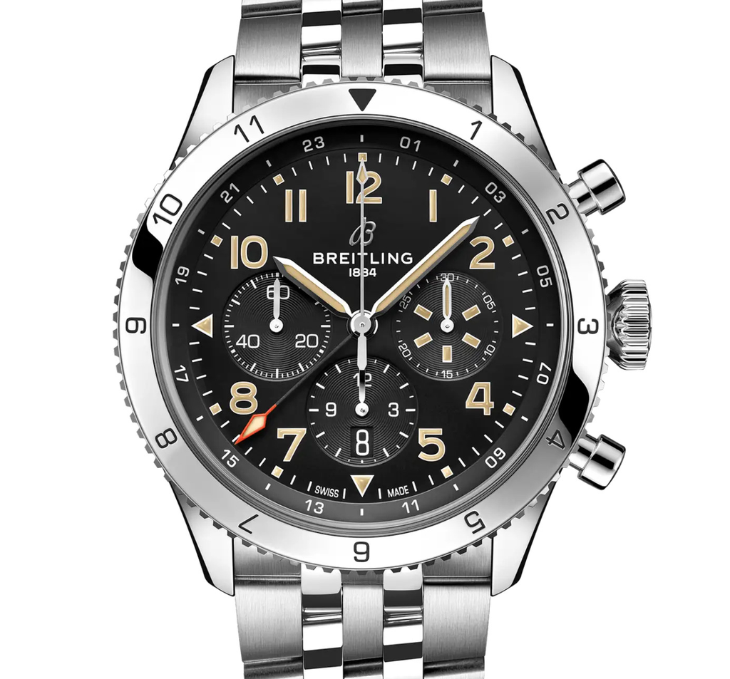 BRT Super AVI B04 Chronograph GMT 46 P-51 Mustang Watch with Stainless Steel Bracelet