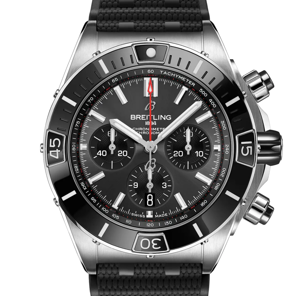 BRT Super Chronomat B01 44 Watch with Black Rubber Strap