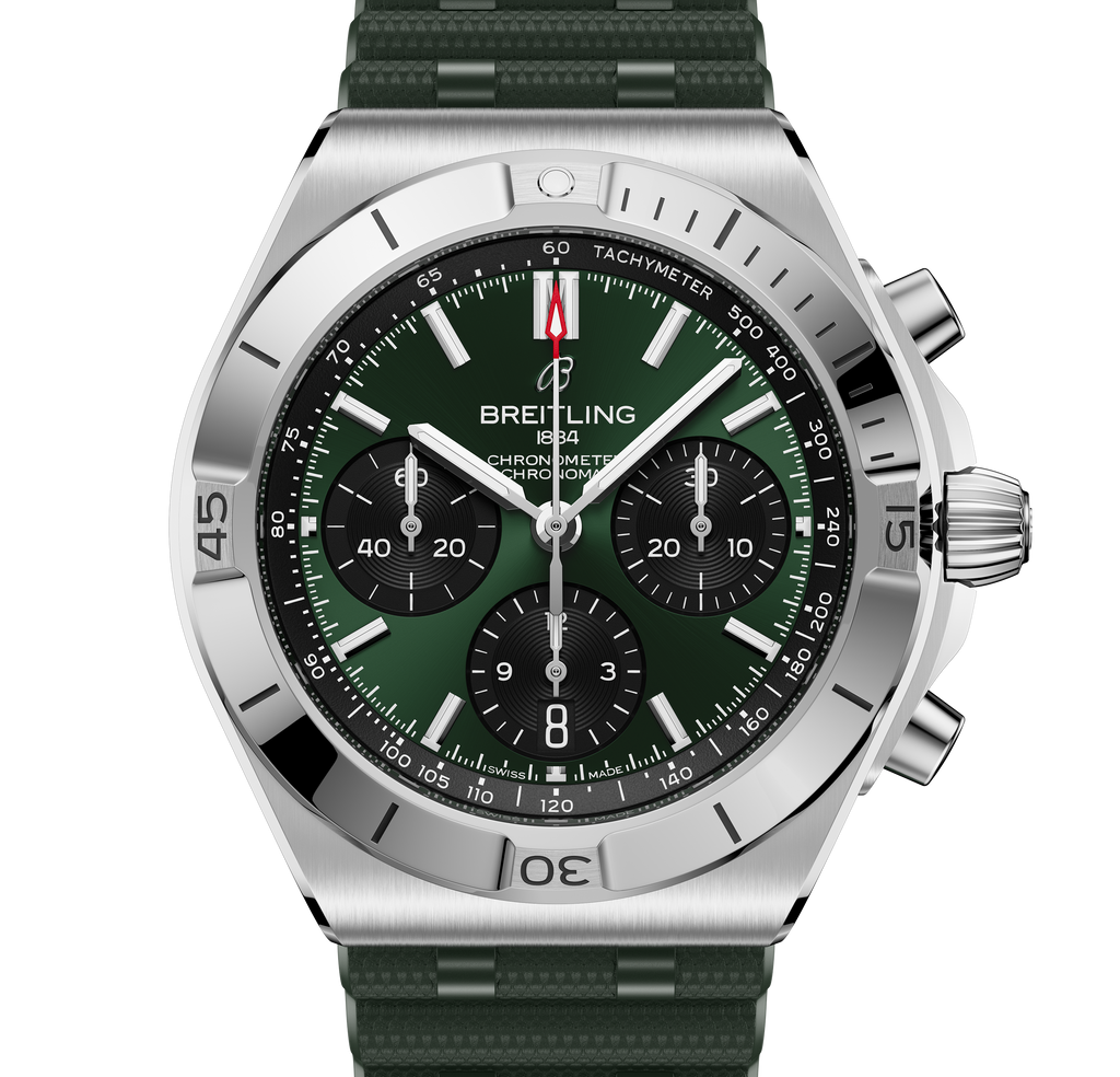 BRT Chronomat B01 Chronograph 42 Watch with Green Rubber Strap
