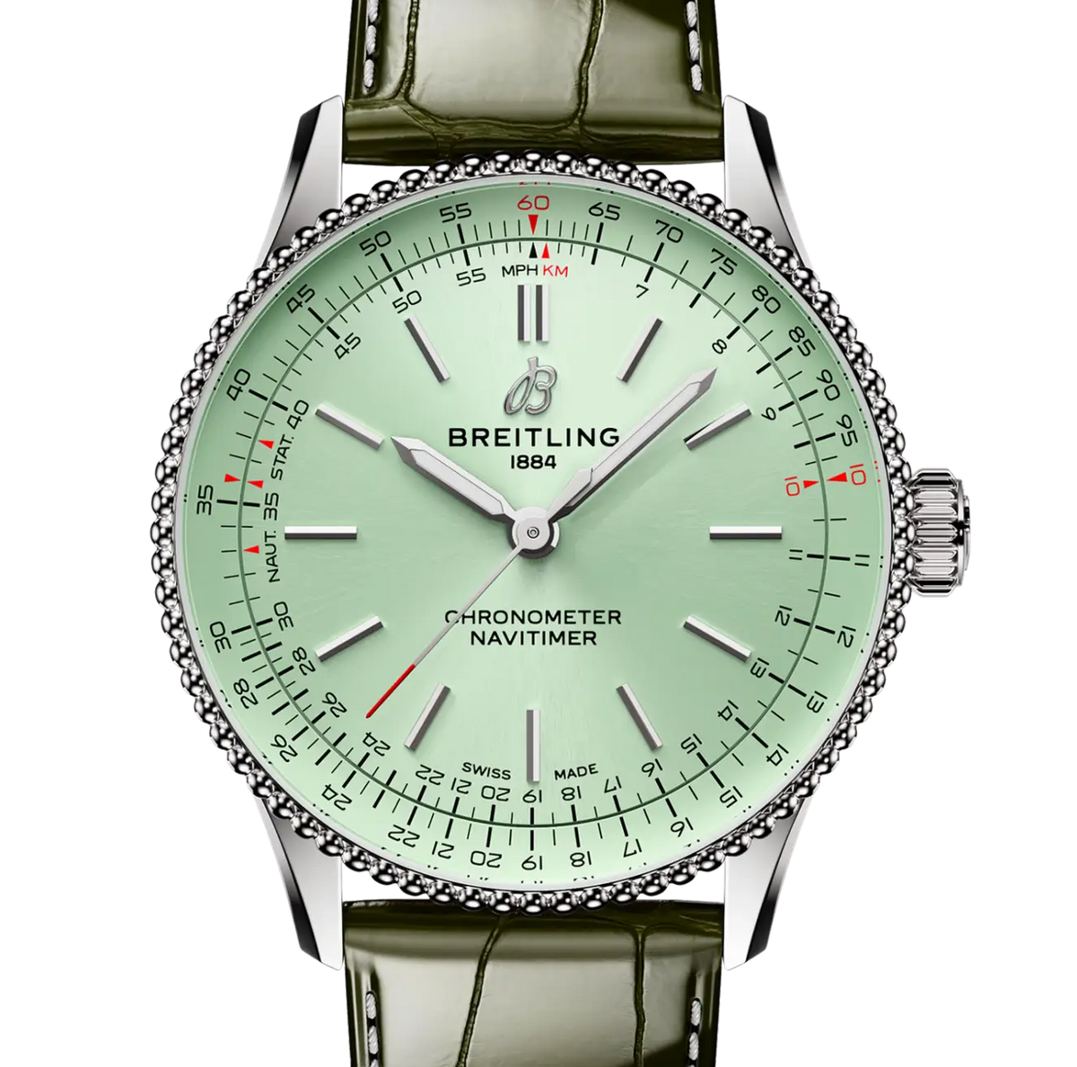 BRT Navitimer Automatic 36 Watch with Green Leather Strap