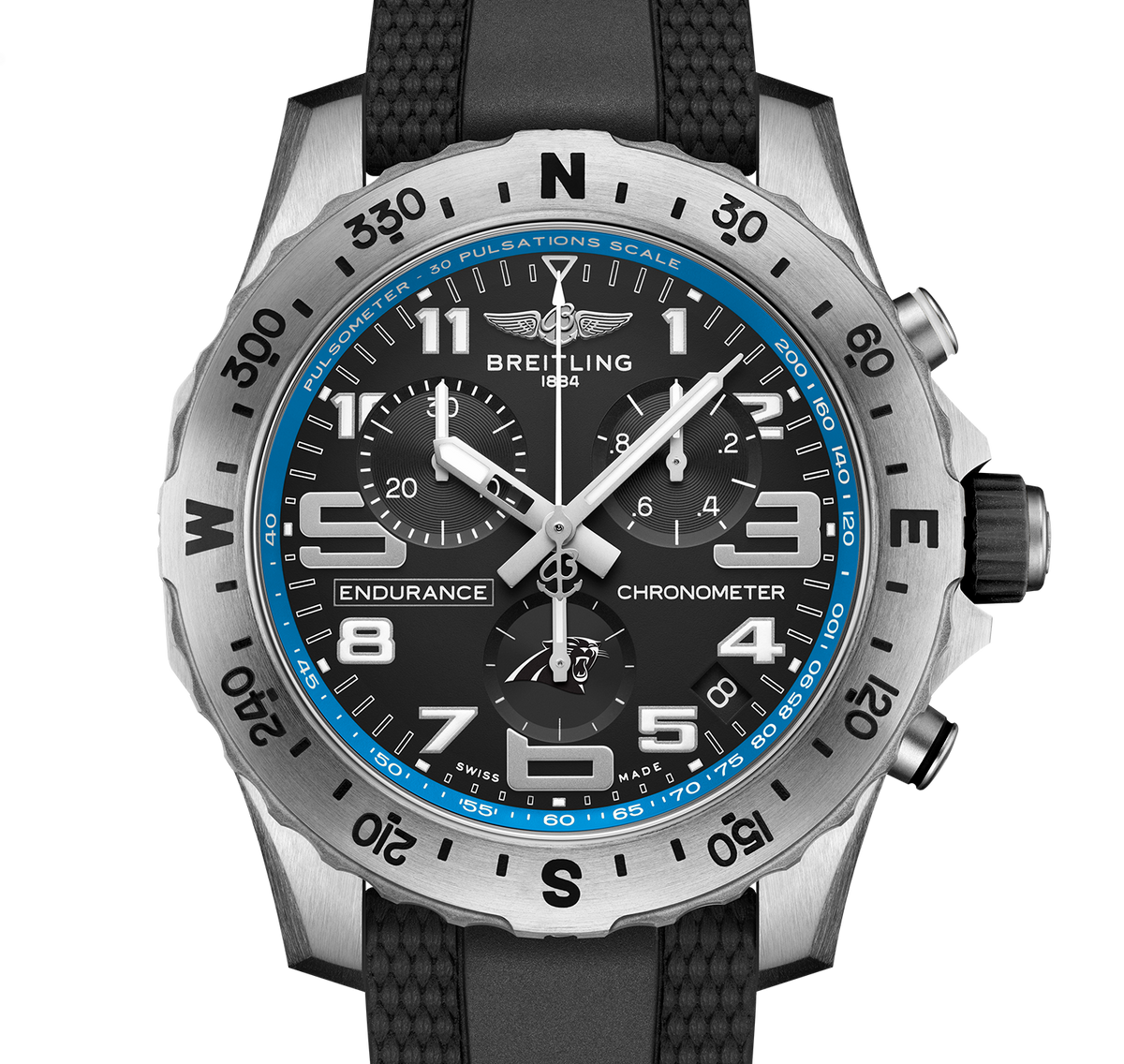BRT Endurance Pro 44 NFL Carolina Panthers Edition with Rubber Strap