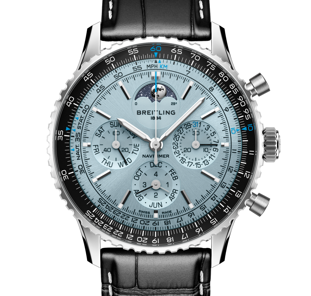 BRT Navitimer B19 Chronograph 43 Perpetual Calendar Watch with Leather Strap