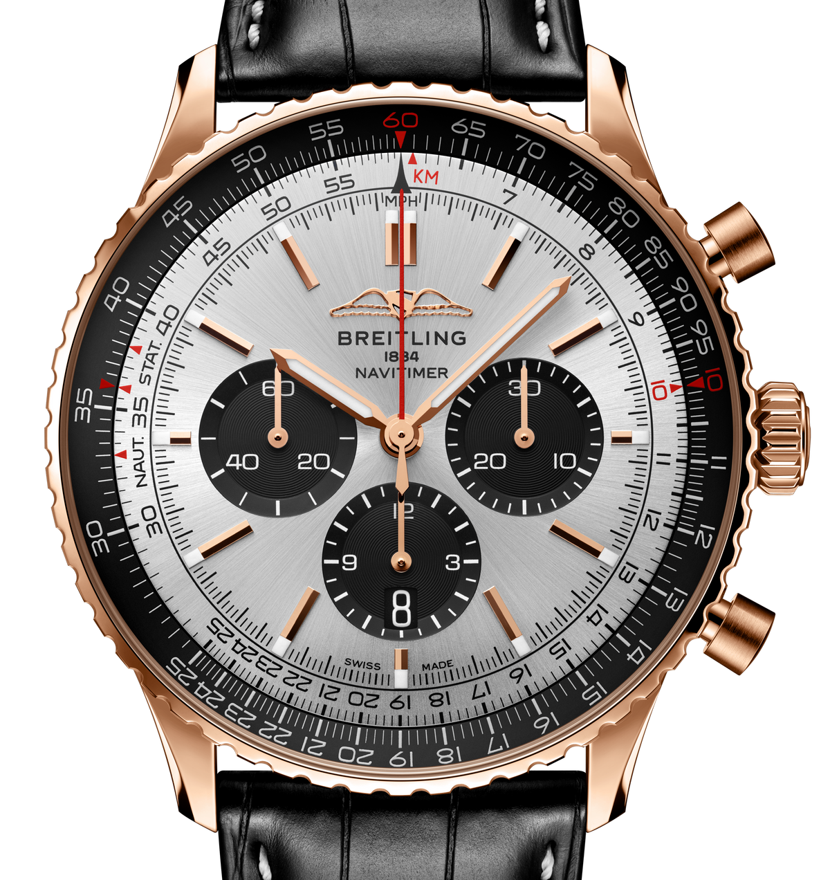 BRT Navitimer B01 46mm Watch with Silver Dial