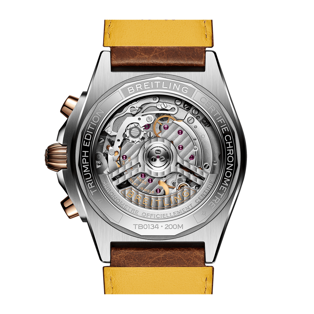 BRT Chronomat B01 42 Triumph Watch with Brown Leather Strap