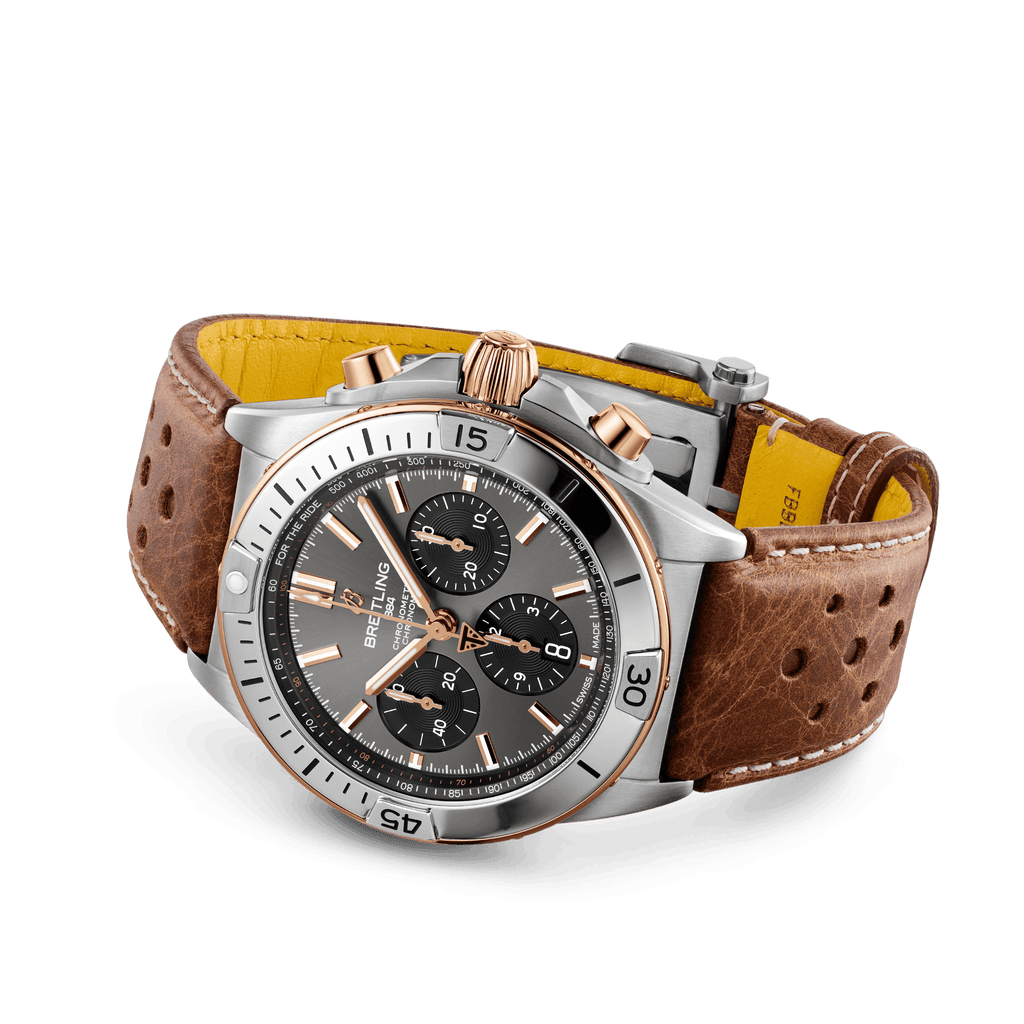 BRT Chronomat B01 42 Triumph Watch with Brown Leather Strap