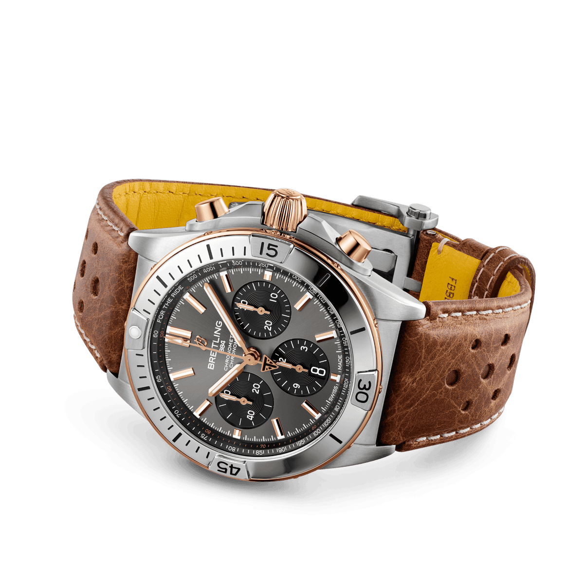 BRT Chronomat B01 42 Triumph Watch with Brown Leather Strap